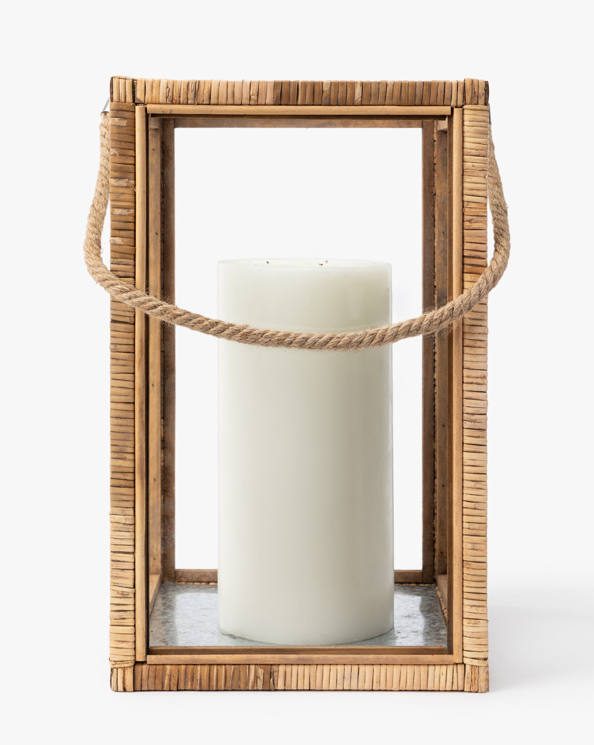 Rattan & Glass Lantern