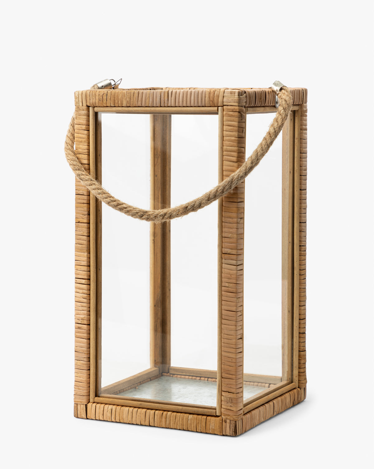 Rattan & Glass Lantern